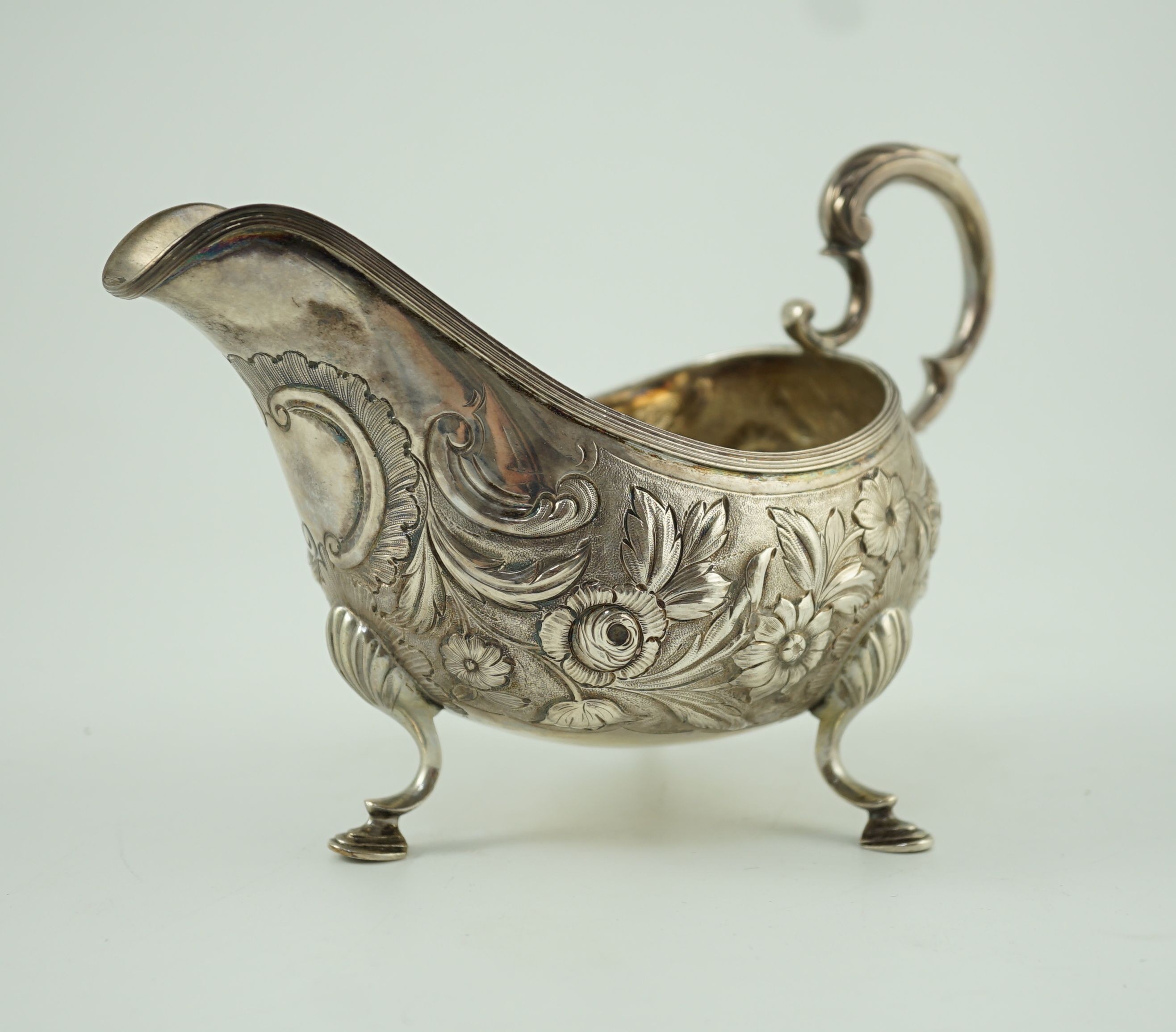 A George III Irish silver sauceboat, by Matthew West